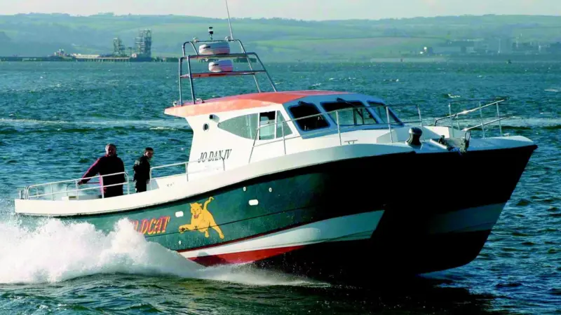 The secure seakeeping of Safehaven Marines new Wildcat design impressed skipper Phil Hunt and friends on the delivery voyage of Jo Dan IV.