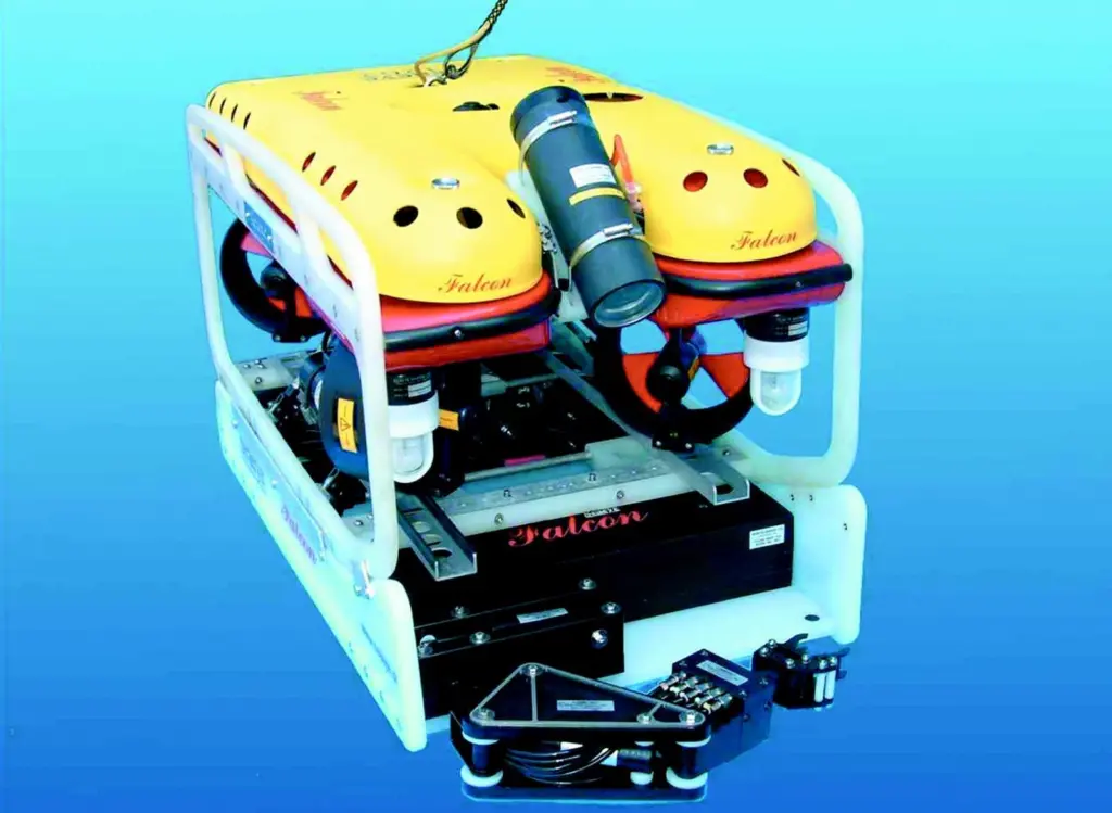 The Seaeye Falcon fitted with a five function manipulator skid.