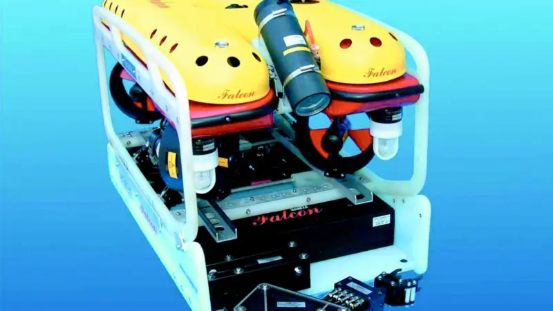 The Seaeye Falcon fitted with a five function manipulator skid.