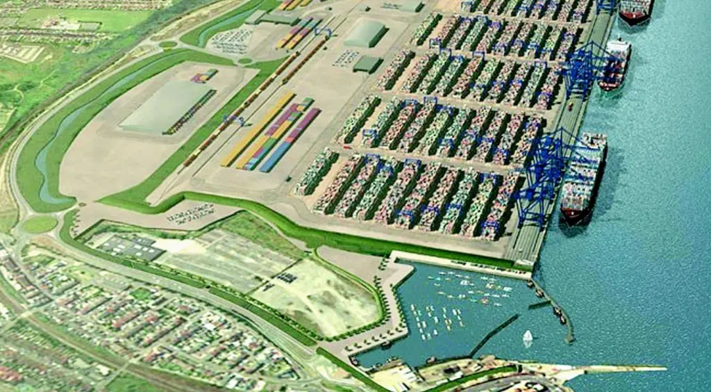 A computer generated image of the proposed container terminal development at Bathside Bay.