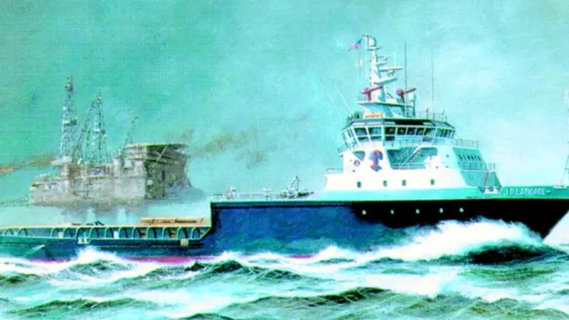 The MV JP Laborde is the first in a fleet of anchor handling tug/supply vessels to be built in China.