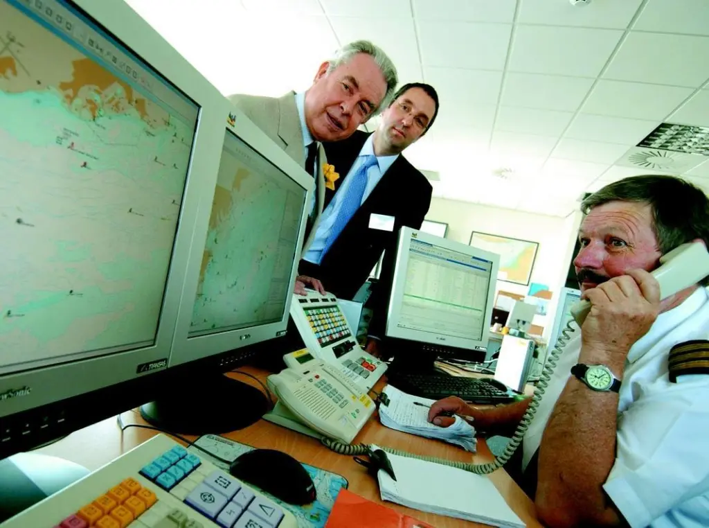 (L-R) Captain Norman Lloyd- Edwards, HM Lord-Lieutenant of South Glamorgan, Captain Robert Holliday, Marine Manager, ABP South Wales Ports and Captain Ian Roberts, Vessel Traffic Services Officer at Severn VTS.