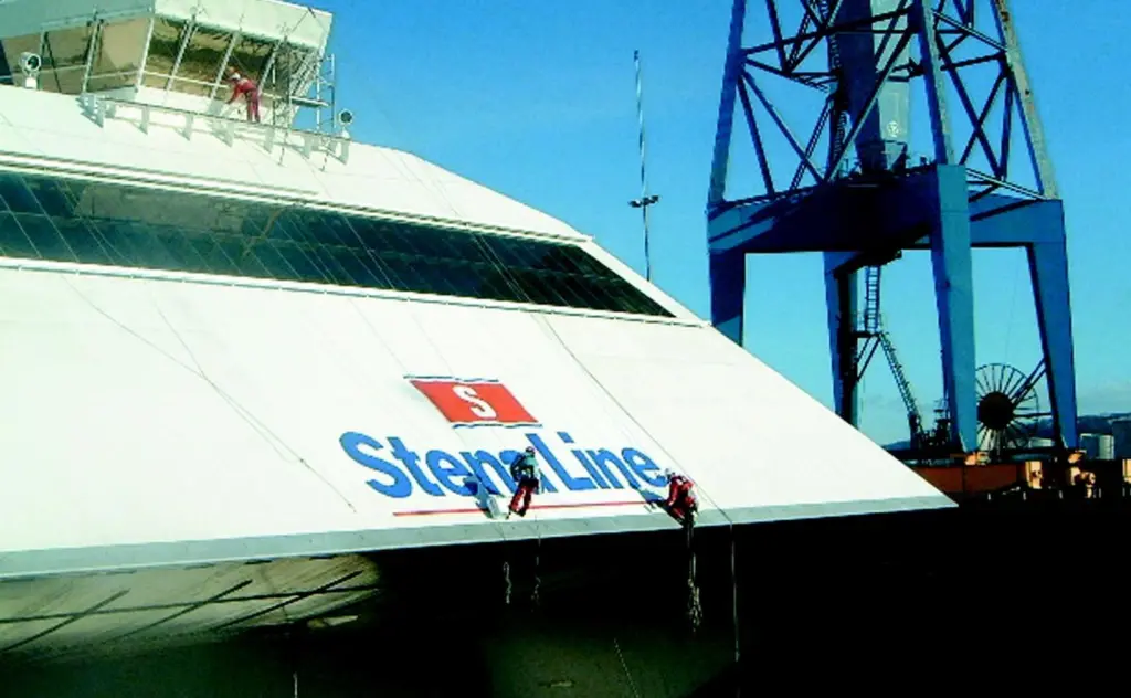 Stena Voyager receives a comprehensive refurbishment at the Harland and Wollf Yard in Belfast.