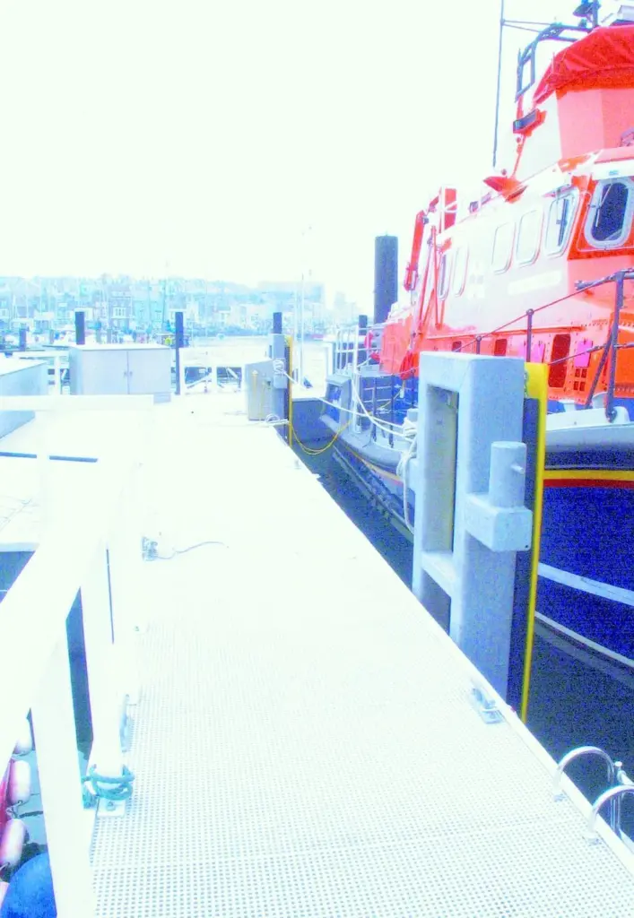 Marina Deck on the RNLIs new pontoon at Harwich. .