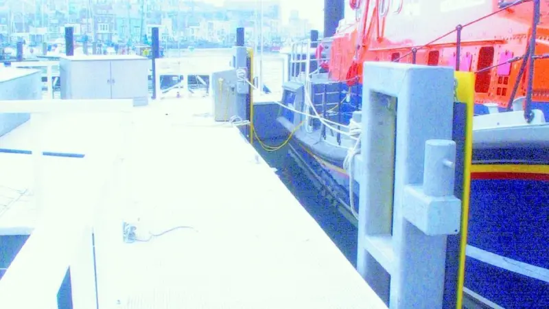 Marina Deck on the RNLIs new pontoon at Harwich. .