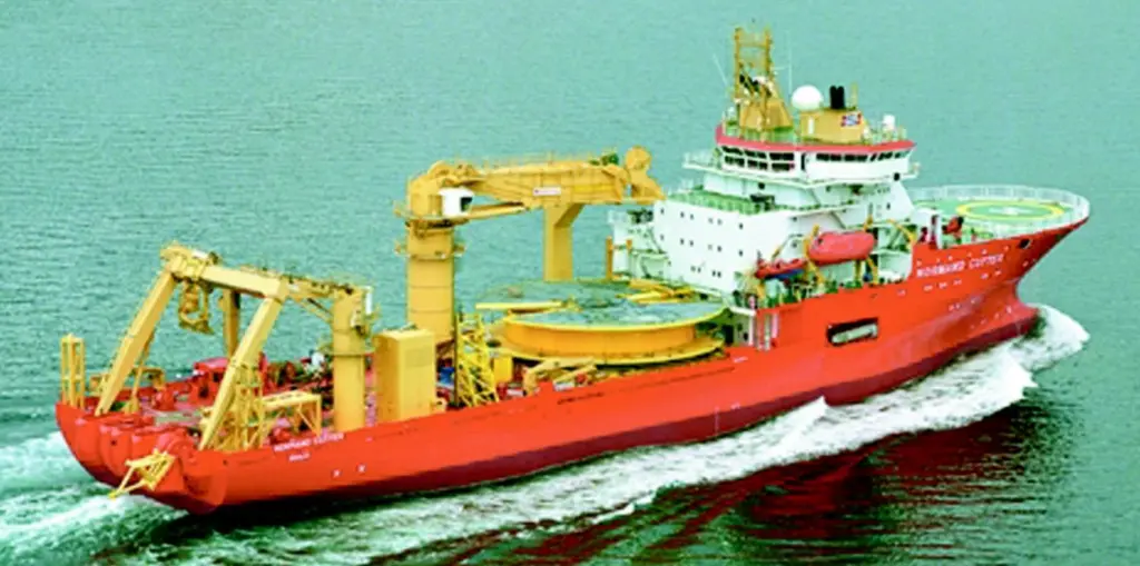 Normand Cutter leaving Ulstein after conversion.