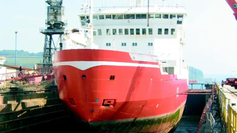 HMS Endurance is the second consecutive icebreaker in for refit at A&P Falmouth.