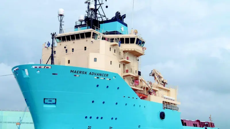 Maersks latest Anchor Handling Tug Supply vessel flies a British flag.