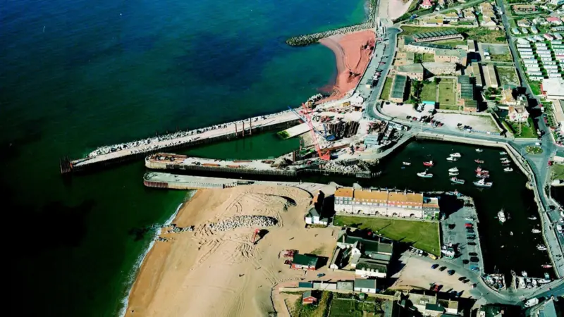 Aerial view of the West Bay harbour site.
