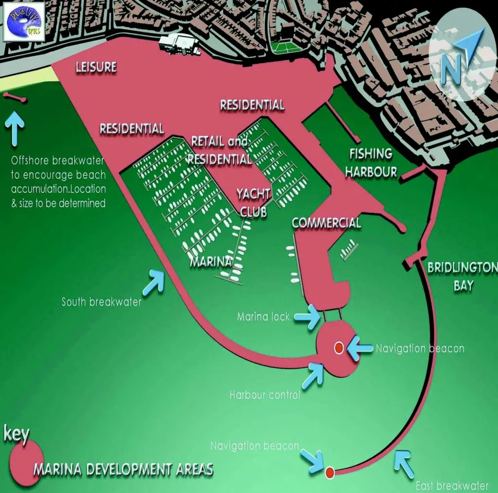 The original plans for the Yorkshire marina at Bridlington were rejected on environmental grounds.