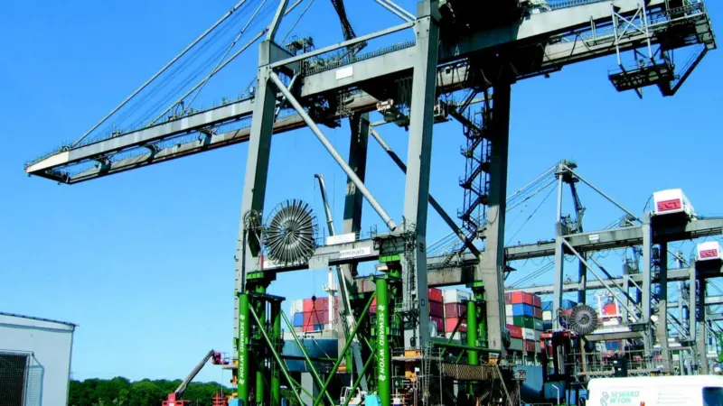 Work is underway at Southampton Container Terminal to raise the height of quayside gantry cranes by 5m.