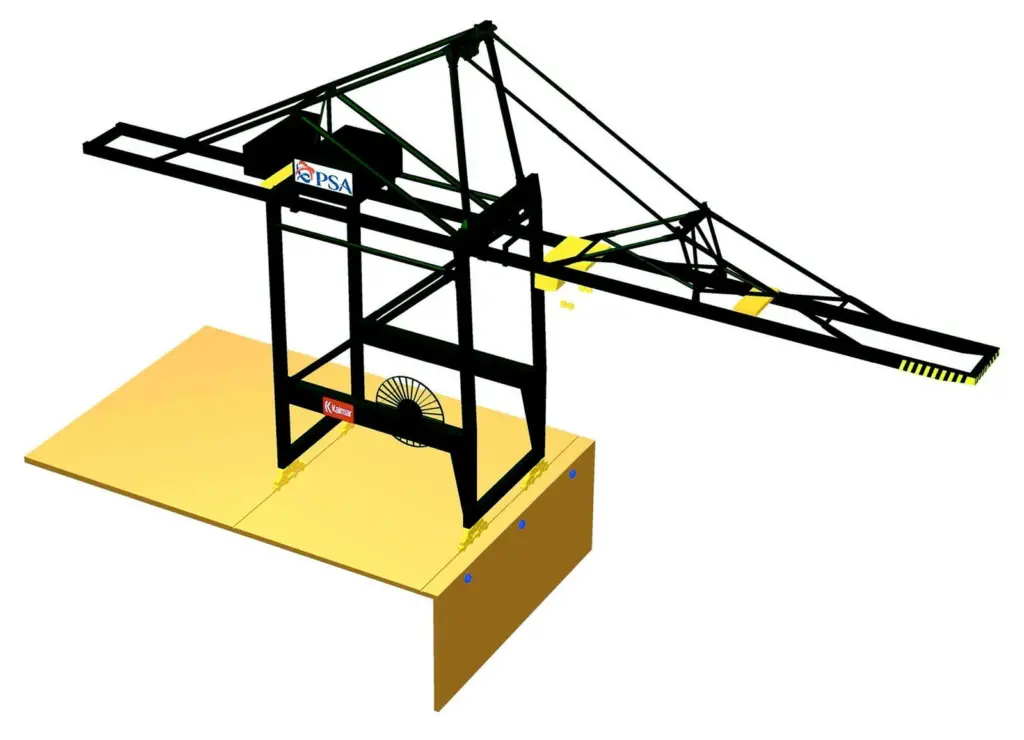 An artists impression of one of the eight Kalmar ship to shore cranes ordered by PSA/Hesse-Nord Natie.