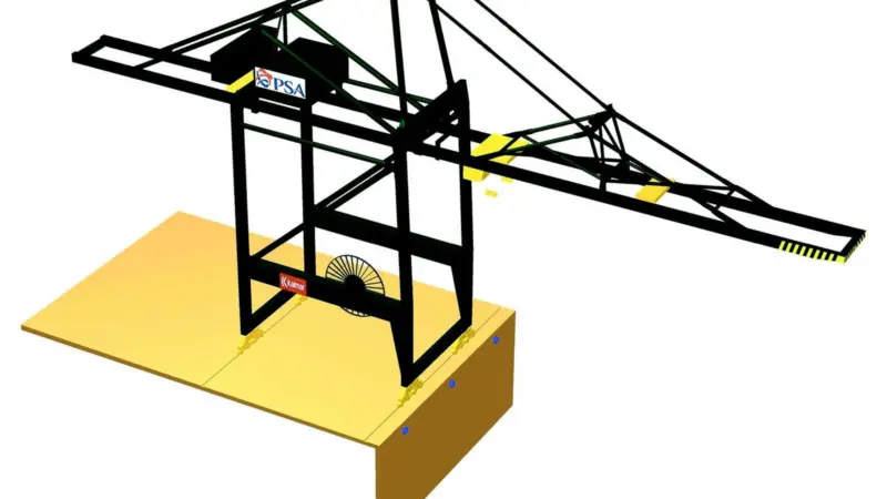 An artists impression of one of the eight Kalmar ship to shore cranes ordered by PSA/Hesse-Nord Natie.