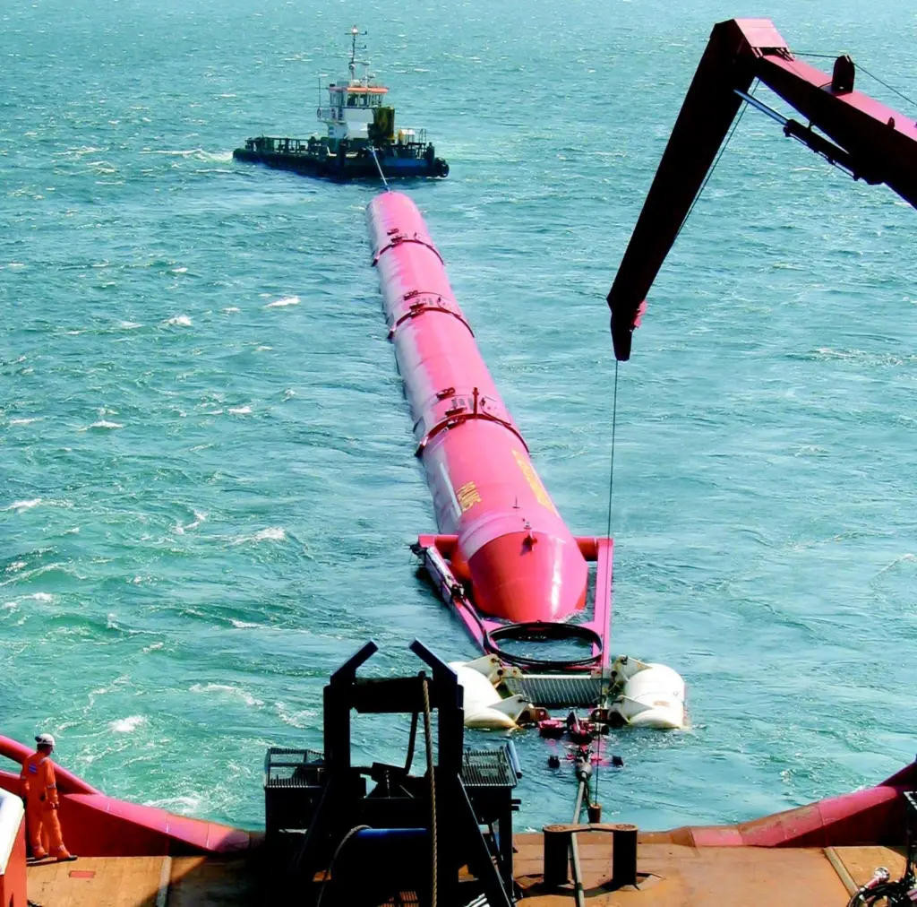 The Pelamis Wave Energy Converter is installed off Orkney last month.