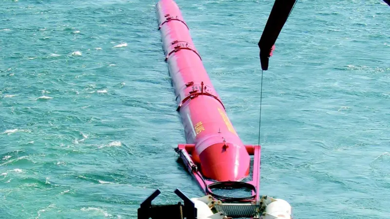 The Pelamis Wave Energy Converter is installed off Orkney last month.