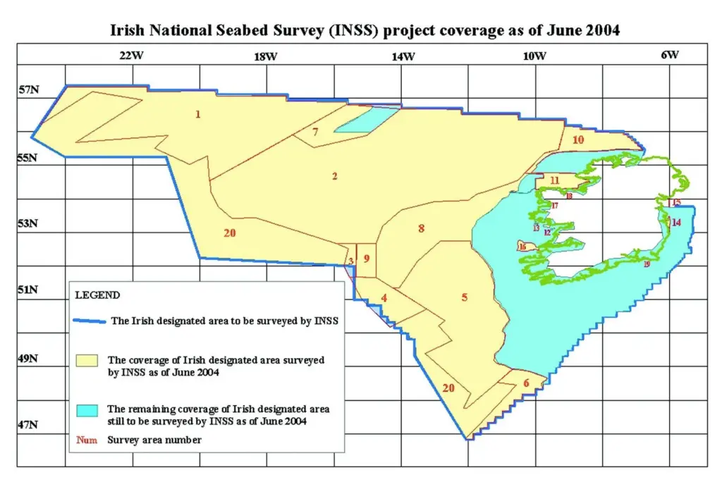 Irish National Seabed Survey coverage, data for which is now available to companies and organisations for development of new products and services.
