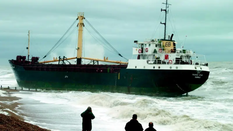 Maanav Star was blown ashore very close to the Camber Promenade.
