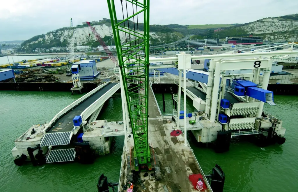 (Below): A spectacular view showing the new Berths 8 & 9 at Dover taking shape.