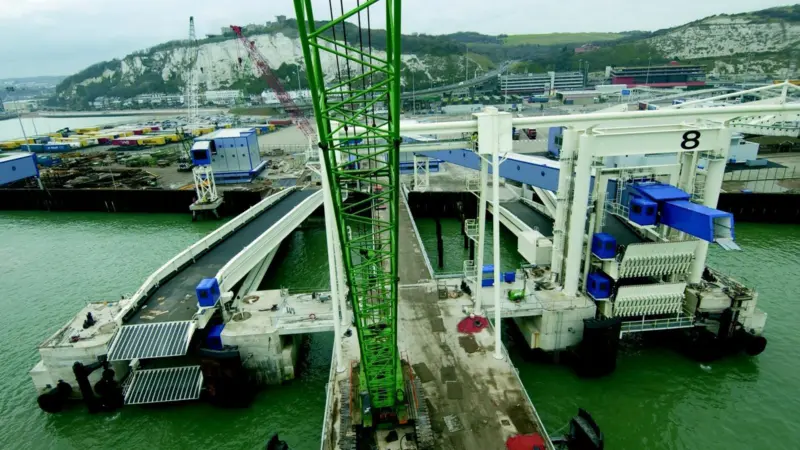 (Below): A spectacular view showing the new Berths 8 & 9 at Dover taking shape.