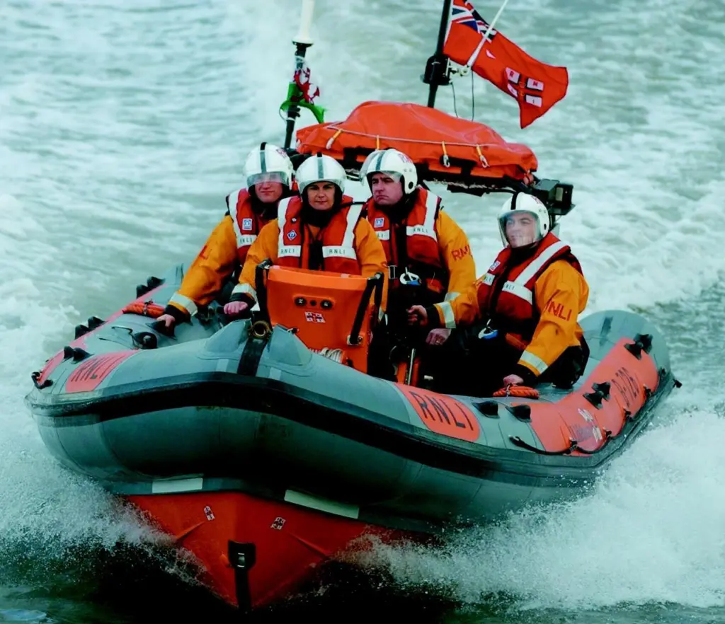 RNLI Bronze Medal for Gallantry winner Aileen Jones, also seen at the helm of the Porthcawl lifeboat.