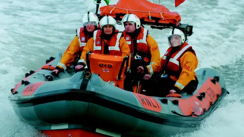 RNLI Bronze Medal for Gallantry winner Aileen Jones, also seen at the helm of the Porthcawl lifeboat.