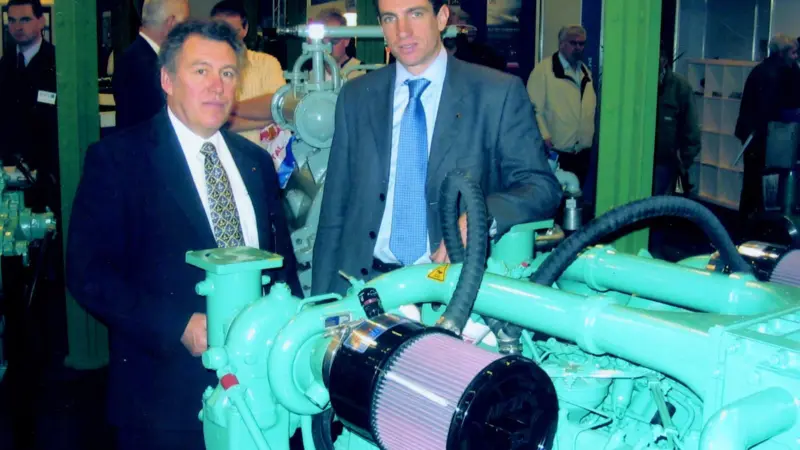 WaterMota Ltds Mike Beacham and the Williams Shipping Groups Philip Williams on the Daewoo stand at Maritime Rotterdam last month.