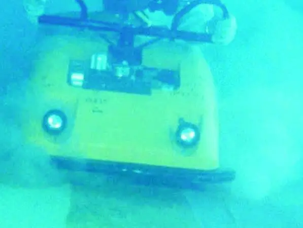 A diver using a UMC Mini Pamper adapted to underwater cleaning.