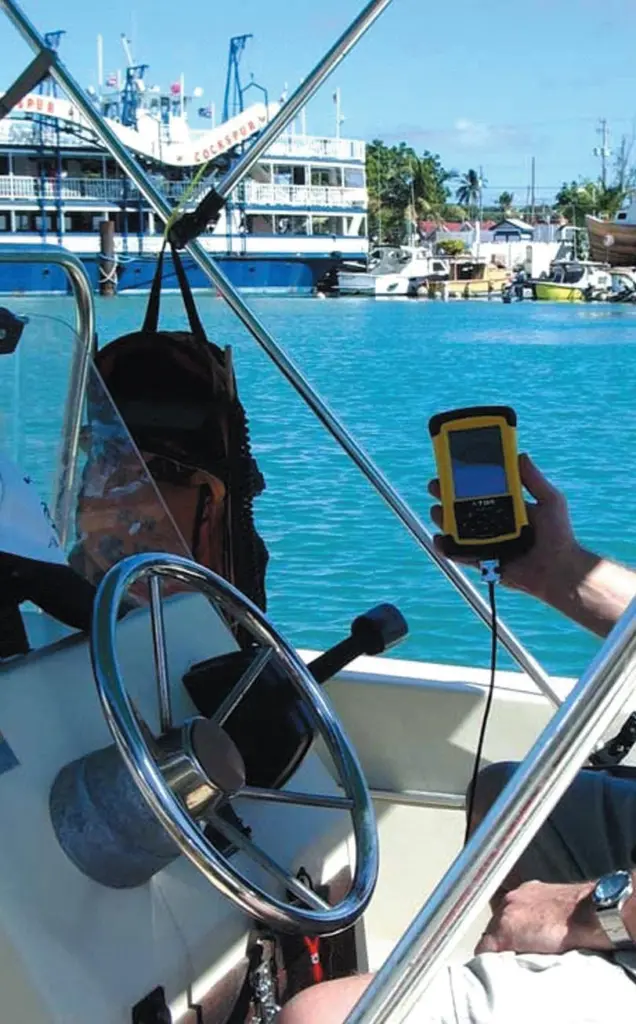The Recon data logger in service on board 'Poco Loco' in Bridgetown Harbour.