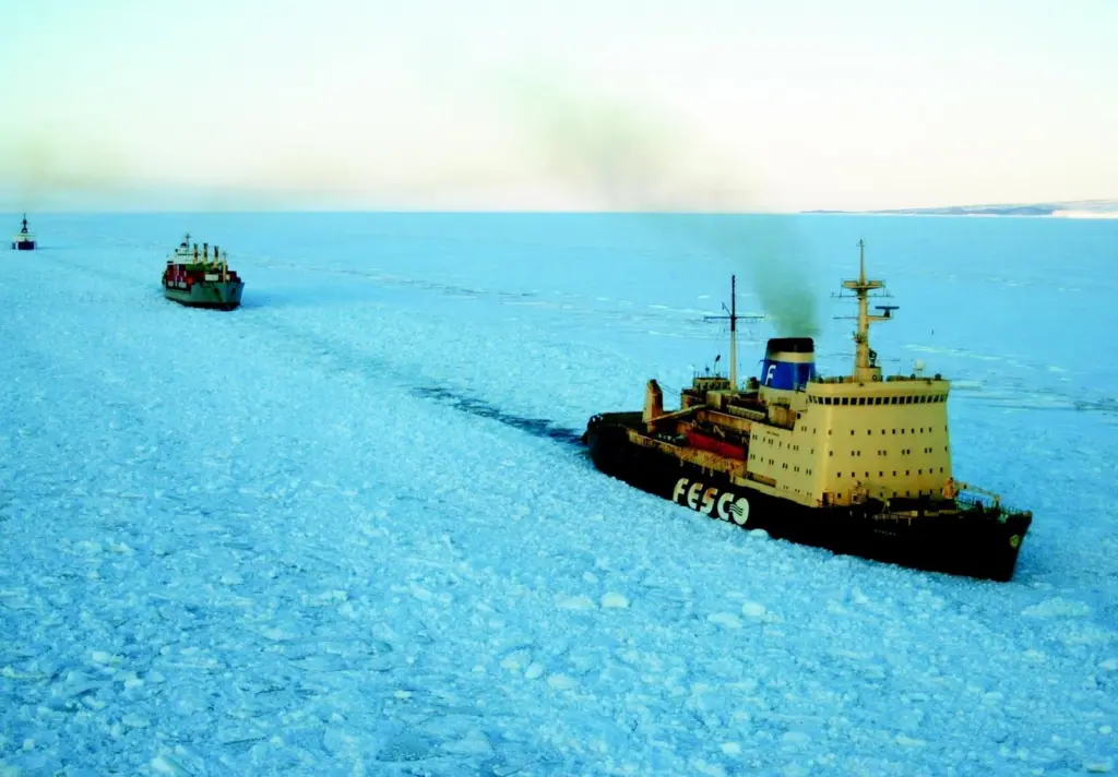 The Russian icebreaker Krasin leads US relief ships to McMurdo.