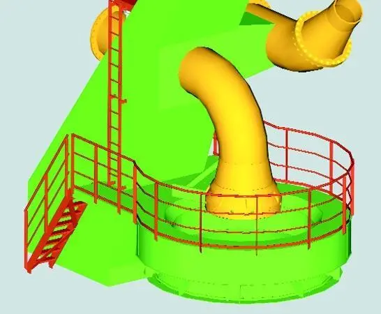 A 3-D representation of the VOSTA bow coupling for Manson Constructions new trailing suction hopper dredger.
