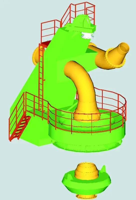 A 3-D representation of the VOSTA bow coupling for Manson Constructions new trailing suction hopper dredger.
