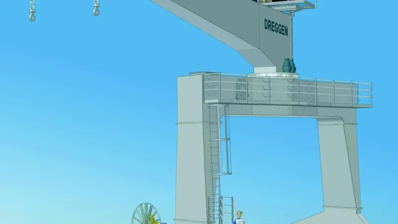 An image of the Dreggen DKG400 crane to be installed on board two new cutter suction dredgers for Jan De Nul.