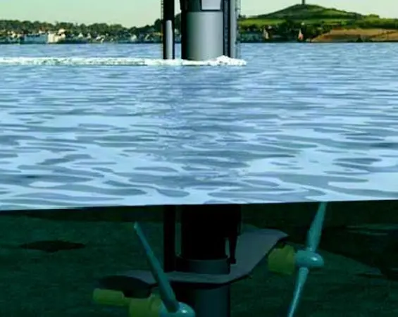 An artists impression of the SeaGen twin rotor 1MW prototype system due for installation next year.