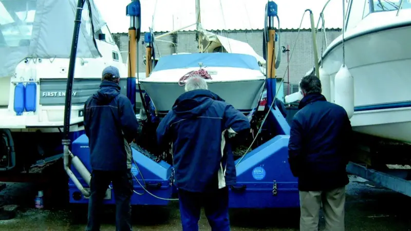 The Vermeer-Holland lifting crane makes marina operations easier.