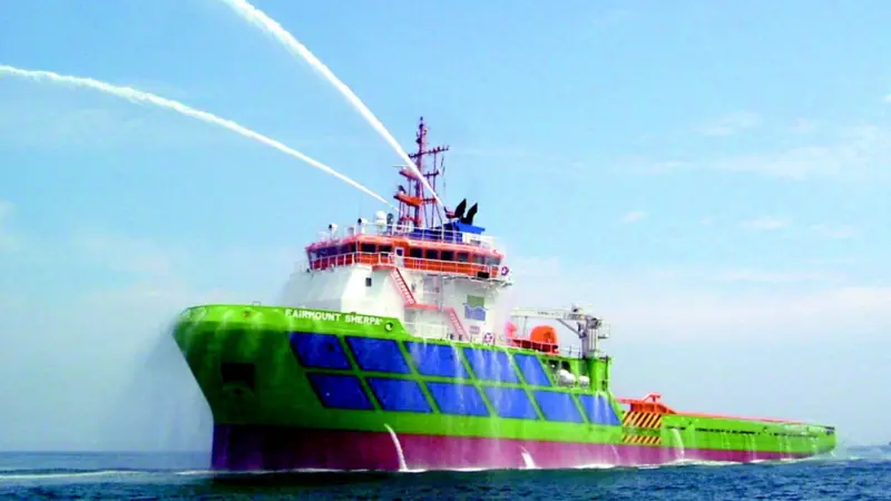 Seen during trials Fairmount Sherpa demonstrates its fire-fighting gear.
