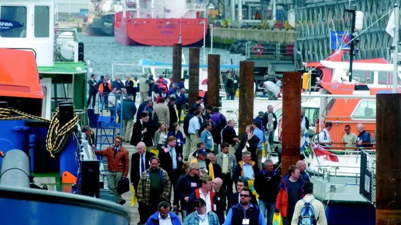 The specially constructed pontoons at Seawork 2005 International were a focus of interest for visitors.