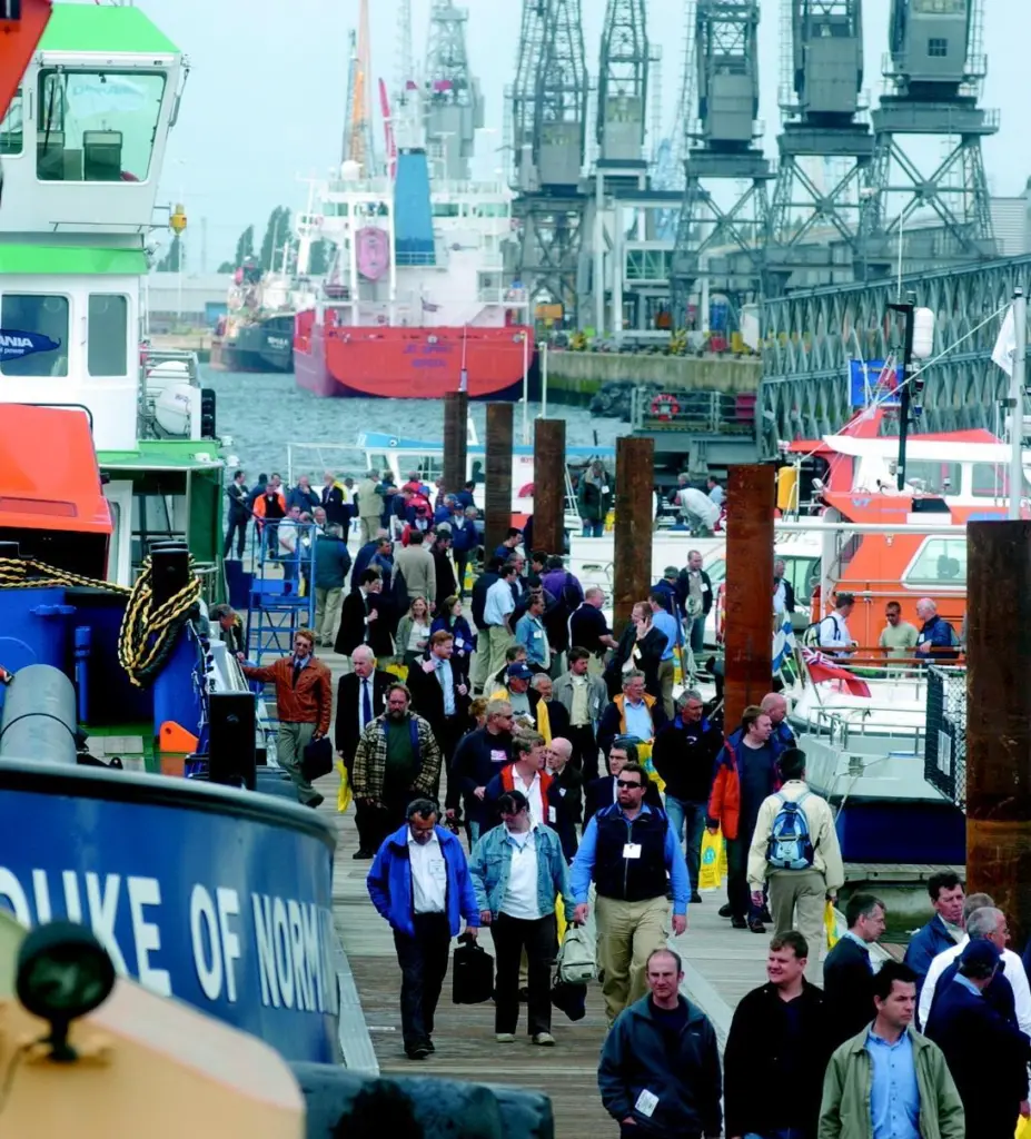 The specially constructed pontoons at Seawork 2005 International were a focus of interest for visitors.