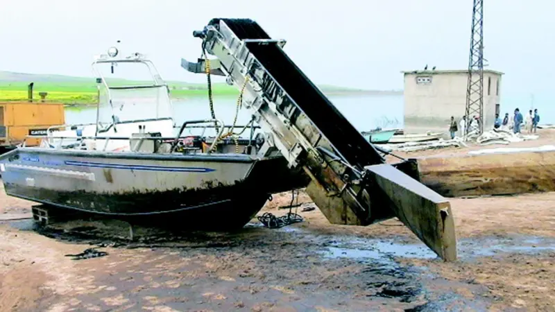Lamors 7.5m air transportable pollution response craft, with Lamor Bow Collector mounted, shows the effects of its recent emergency work in Turkey.