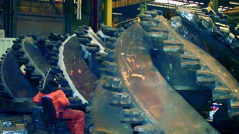 Cutter heads in production for the DEME Groups powerful new csd DArtagnan.