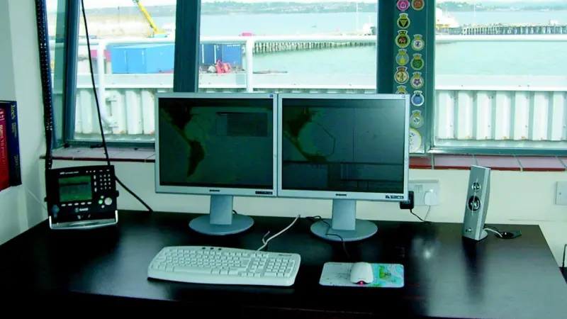 The view from the new port monitoring station at Portland Harbour in Dorset UK.