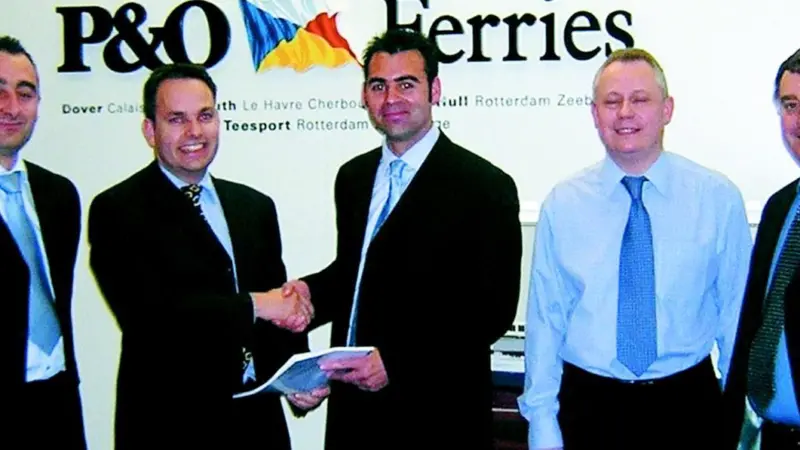 Managers from P&O Ferries and Marine Software Ltd conclude the deal.