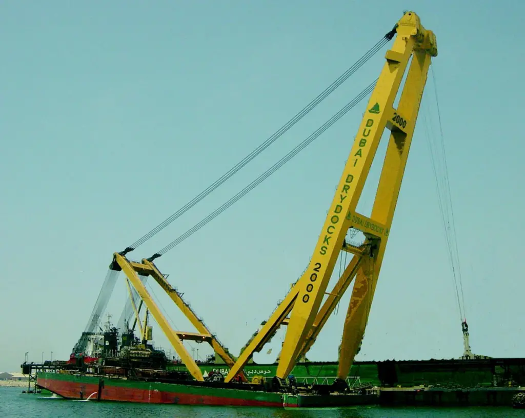 Dubai Drydocks new floating crane has a maximum hook height of 99m.