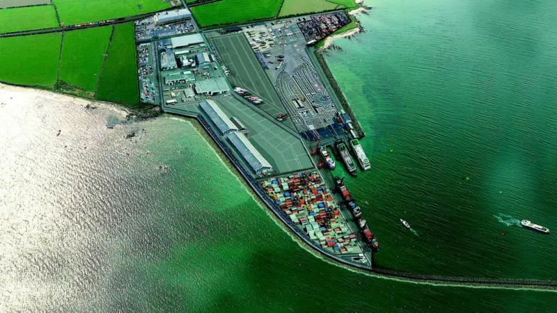 An aerial view artists impression of the new deepwater port for the Greater Dublin area.