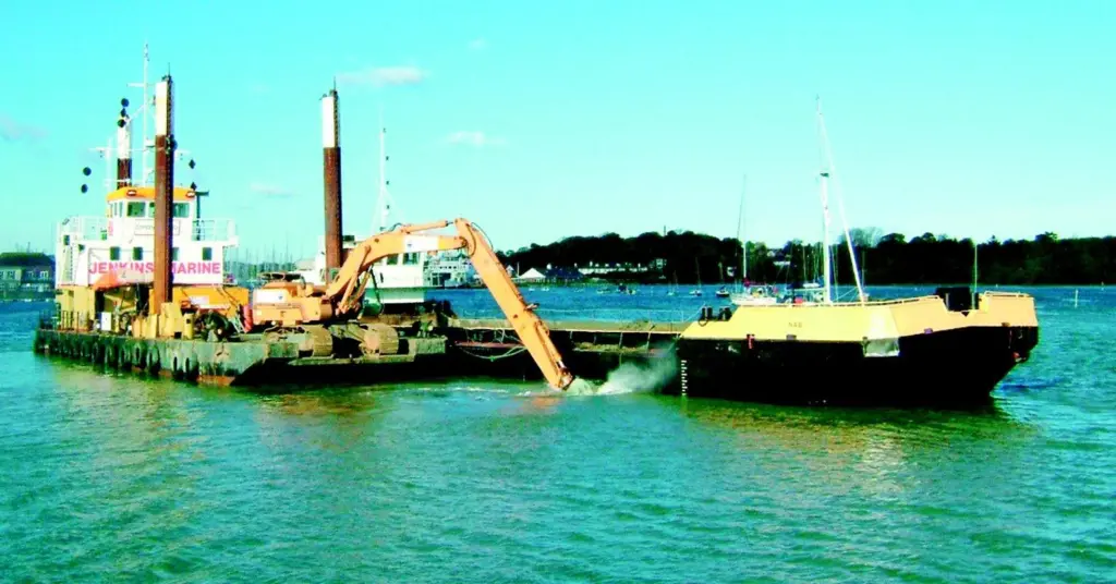 Jenkins Marine has deployed their newly refurbished split hopper barges to dredging works underway at Lymington UK.