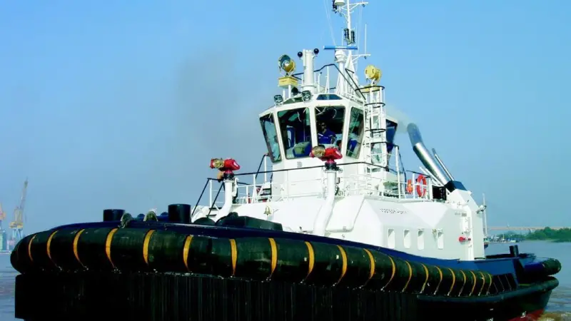 Adsteam Harty seen on trials in China is one of three Damen ASD 2411 tugs destined for the Medway and Felixstowe.