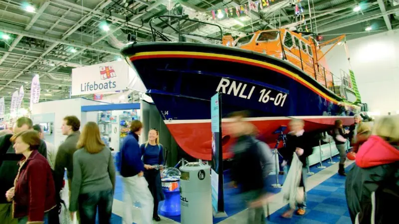The RNLIs new Tamar class all weather lifeboat was a big hit at the London Boat Show this month. Photo by John Dickins, Pentax/RNLI.