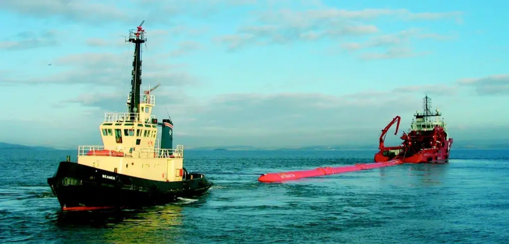 A Pelamis wave energy device is deployed.
