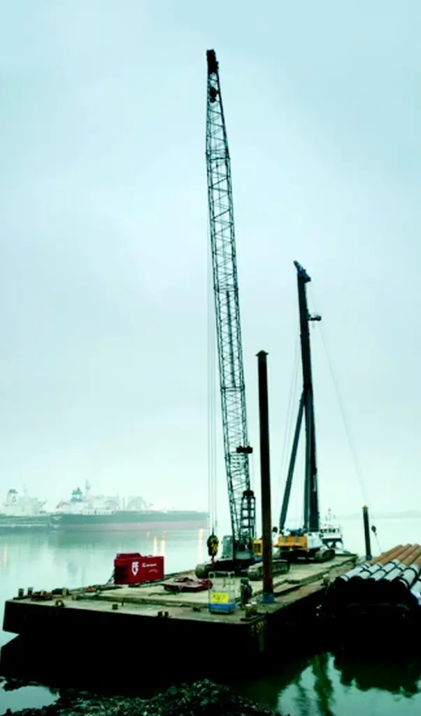 Some of the piles for the new jetty will be more than 50m long.