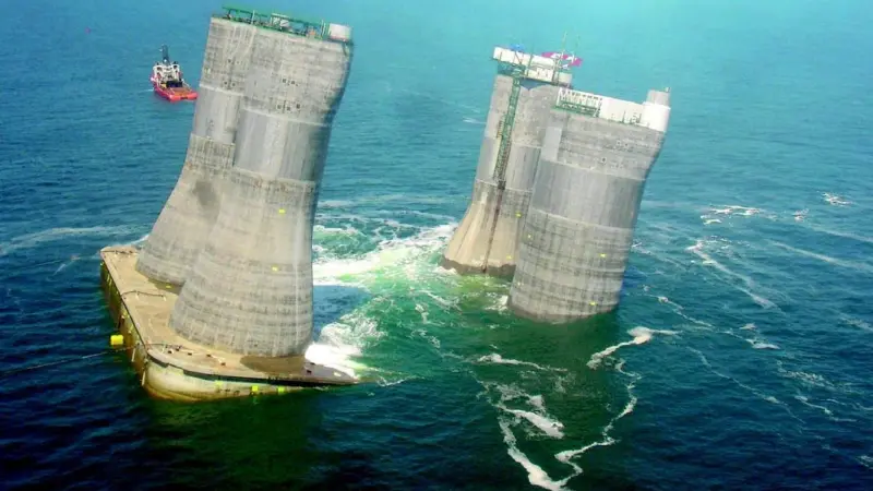 The worlds largest concrete production platforms are equipped with Pharos Marine lights, fog detectors, fog signals, racons and monitoring systems.