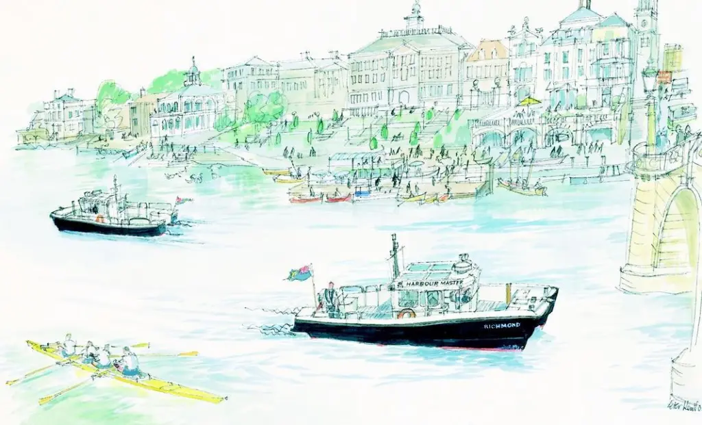 An artists impression of the new Ecocats patrol launch at work on the Thames.